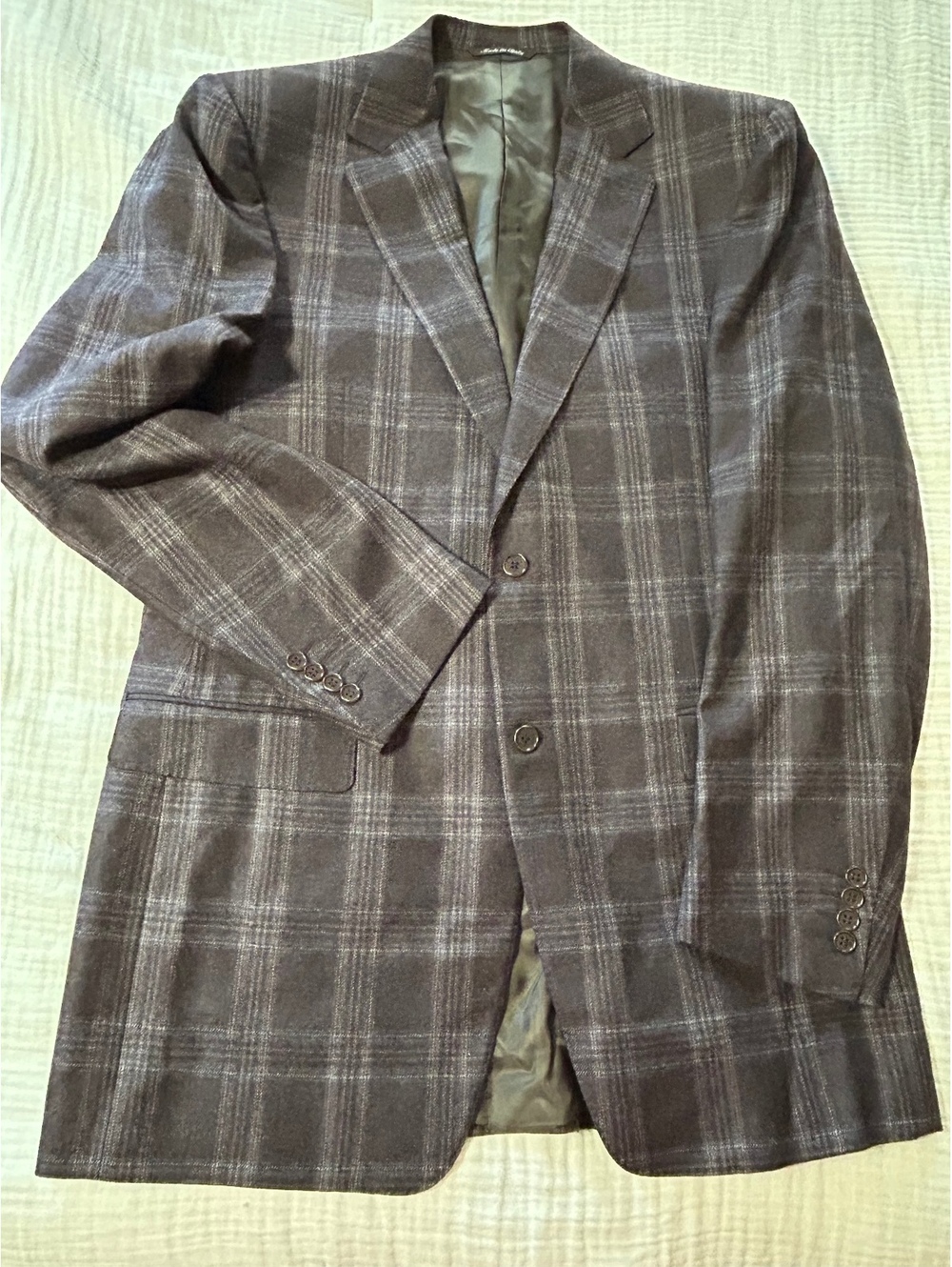Canali Plaid Sport Coat Blazer Wool Cashmere Long